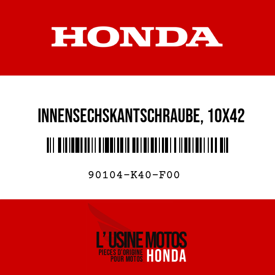 image de 90104-K40-F00 INNENSECHSKANTSCHRAUBE, 10X42
