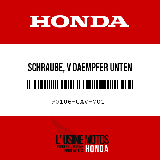 image de 90106-GAV-701 SCHRAUBE, V DAEMPFER UNTEN