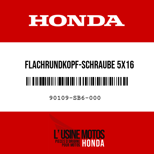 image de 90109-SB6-000 FLACHRUNDKOPF-SCHRAUBE 5X16