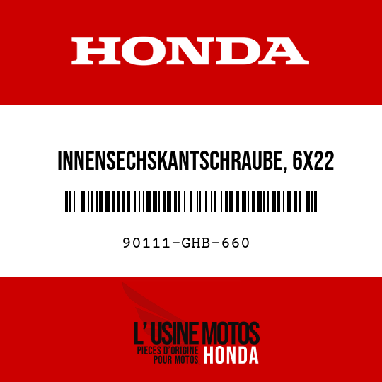 image de 90111-GHB-660 INNENSECHSKANTSCHRAUBE, 6X22