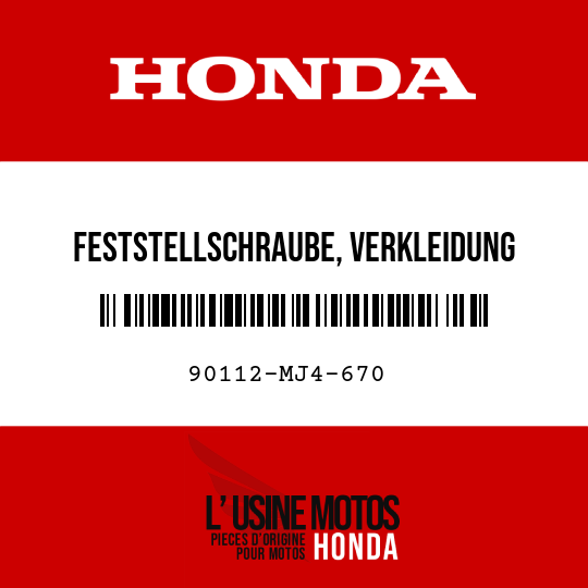 image de 90112-MJ4-670 FESTSTELLSCHRAUBE, VERKLEIDUNG