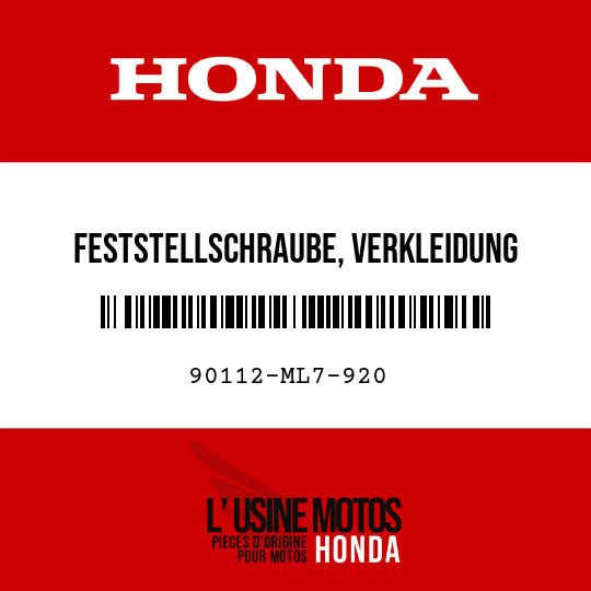 image de 90112-ML7-920 FESTSTELLSCHRAUBE, VERKLEIDUNG