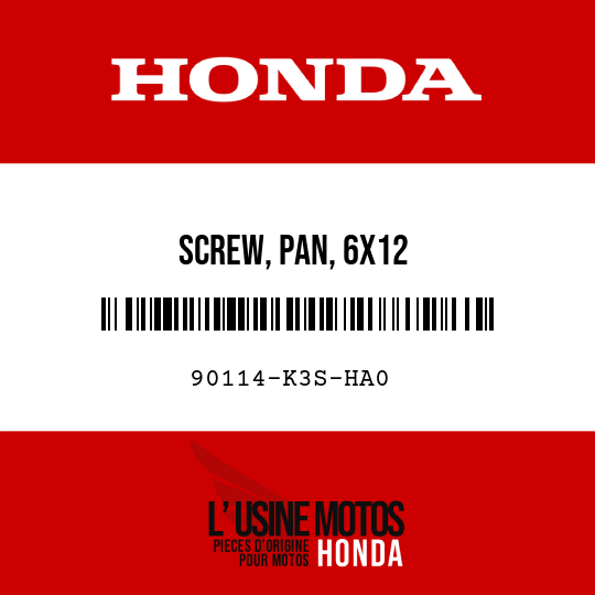 image de 90114-K3S-HA0 SCREW, PAN, 6X12