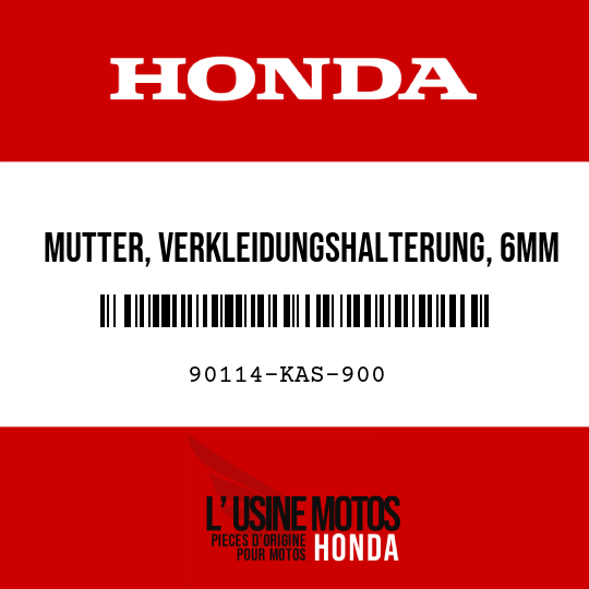 image de 90114-KAS-900 MUTTER, VERKLEIDUNGSHALTERUNG, 6MM