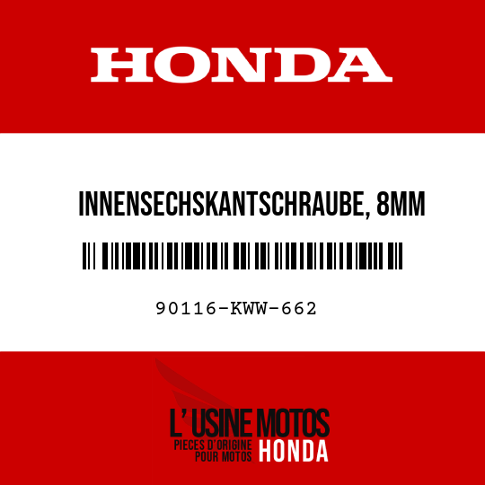 image de 90116-KWW-662 INNENSECHSKANTSCHRAUBE, 8MM