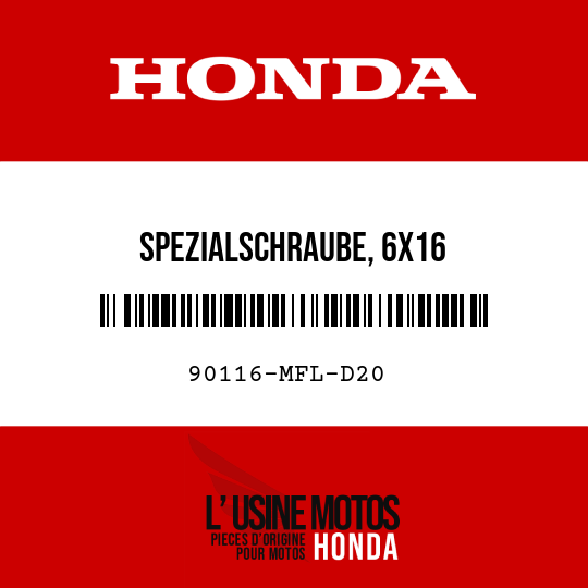 image de 90116-MFL-D20 SPEZIALSCHRAUBE, 6X16