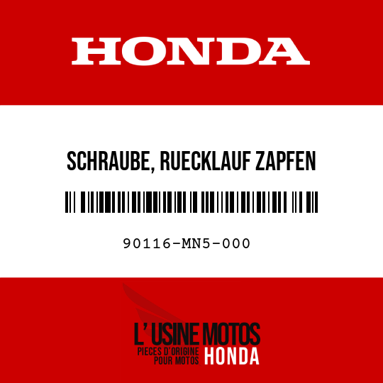 image de 90116-MN5-000 SCHRAUBE, RUECKLAUF ZAPFEN