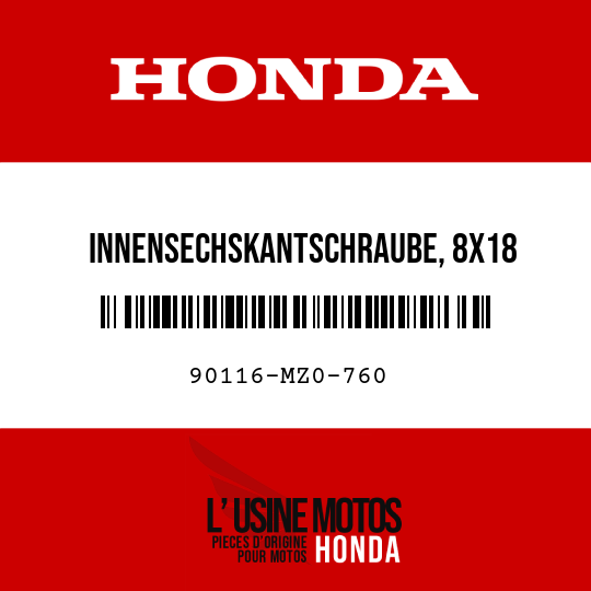image de 90116-MZ0-760 INNENSECHSKANTSCHRAUBE, 8X18