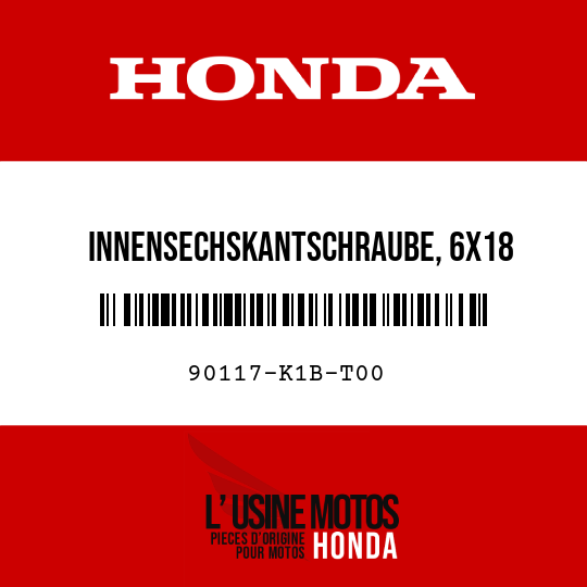 image de 90117-K1B-T00 INNENSECHSKANTSCHRAUBE, 6X18