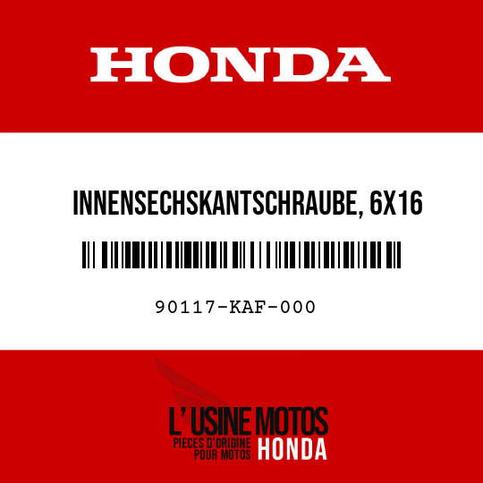 image de 90117-KAF-000 INNENSECHSKANTSCHRAUBE, 6X16