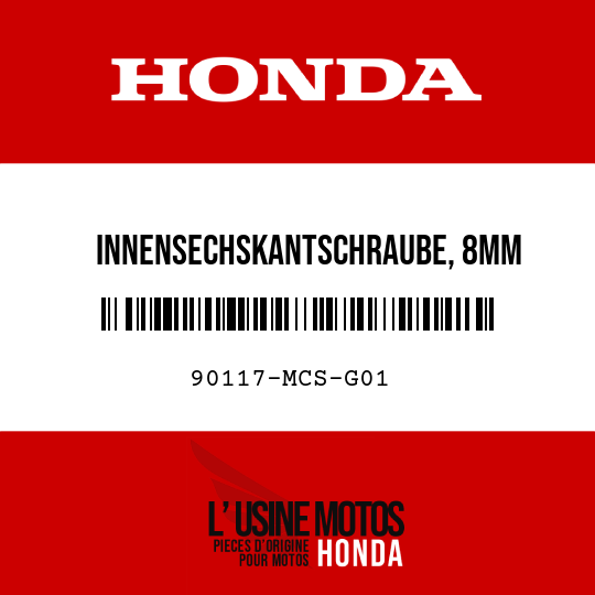 image de 90117-MCS-G01 INNENSECHSKANTSCHRAUBE, 8MM