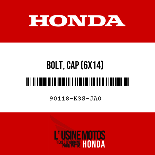 image de 90118-K3S-JA0 BOLT, CAP (6X14)