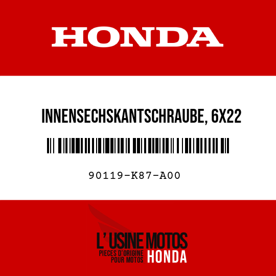 image de 90119-K87-A00 INNENSECHSKANTSCHRAUBE, 6X22
