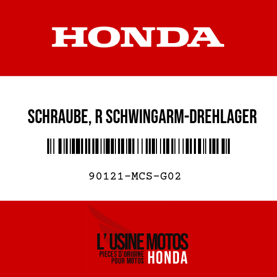 image de 90121-MCS-G02 SCHRAUBE, R SCHWINGARM-DREHLAGER