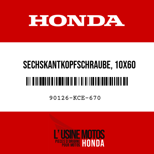 image de 90126-KCE-670 SECHSKANTKOPFSCHRAUBE, 10X60