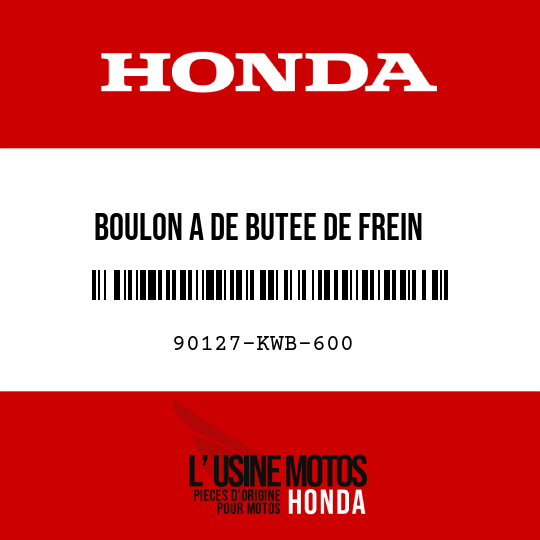 image de 90127-KWB-600 BOULON A DE BUTEE DE FREIN