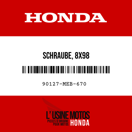 image de 90127-MEB-670 SCHRAUBE, 8X98