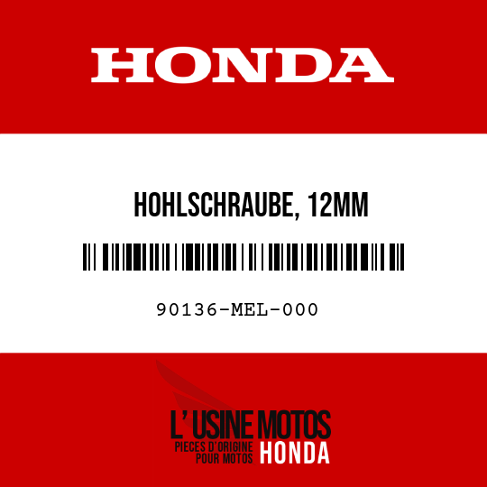 image de 90136-MEL-000 HOHLSCHRAUBE, 12MM