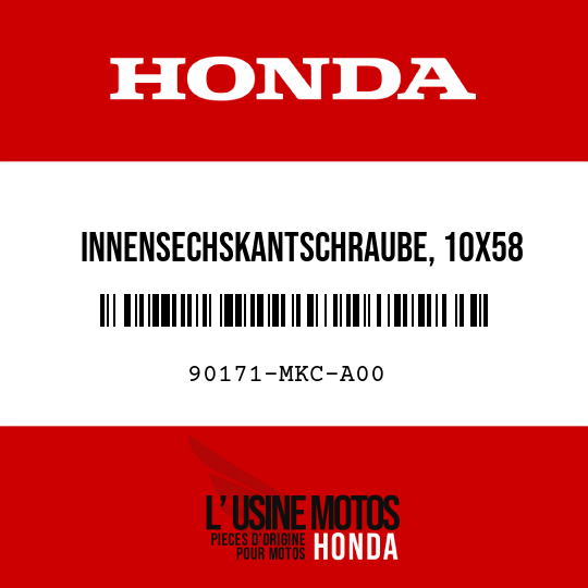 image de 90171-MKC-A00 INNENSECHSKANTSCHRAUBE, 10X58