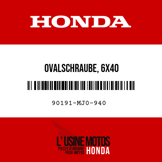 image de 90191-MJ0-940 OVALSCHRAUBE, 6X40