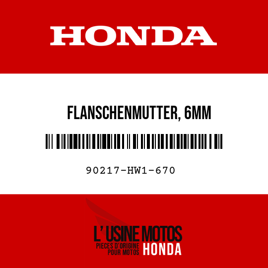 image de 90217-HW1-670 FLANSCHENMUTTER, 6MM