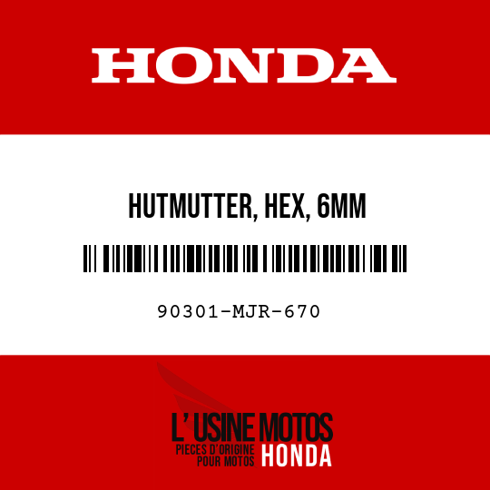 image de 90301-MJR-670 HUTMUTTER, HEX, 6MM