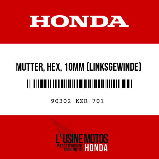 image de 90302-KZR-701 MUTTER, HEX, 10MM (LINKSGEWINDE)
