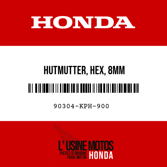 image de 90304-KPH-900 HUTMUTTER, HEX, 8MM