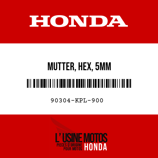 image de 90304-KPL-900 MUTTER, HEX, 5MM