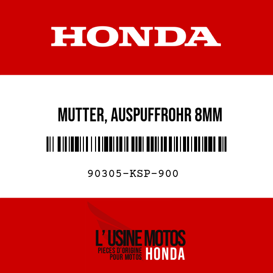 image de 90305-KSP-900 MUTTER, AUSPUFFROHR 8MM