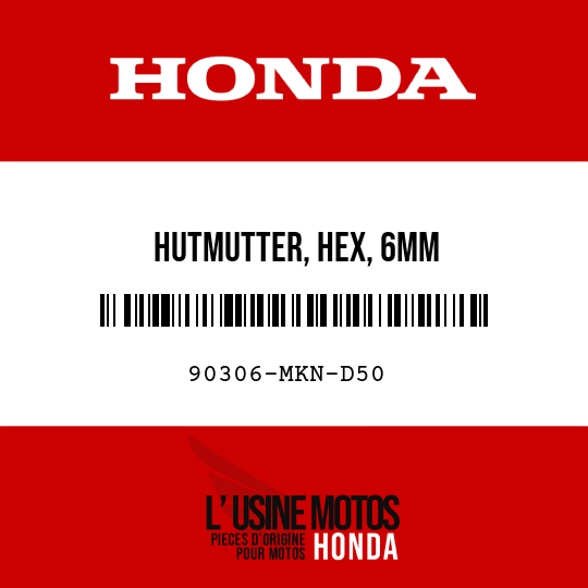 image de 90306-MKN-D50 HUTMUTTER, HEX, 6MM