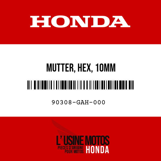 image de 90308-GAH-000 MUTTER, HEX, 10MM