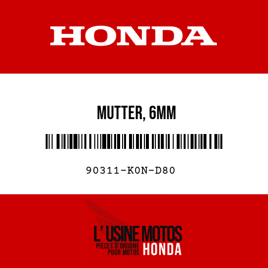image de 90311-K0N-D80 MUTTER, 6MM