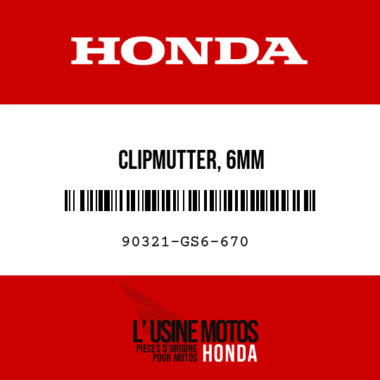 image de 90321-GS6-670 CLIPMUTTER, 6MM