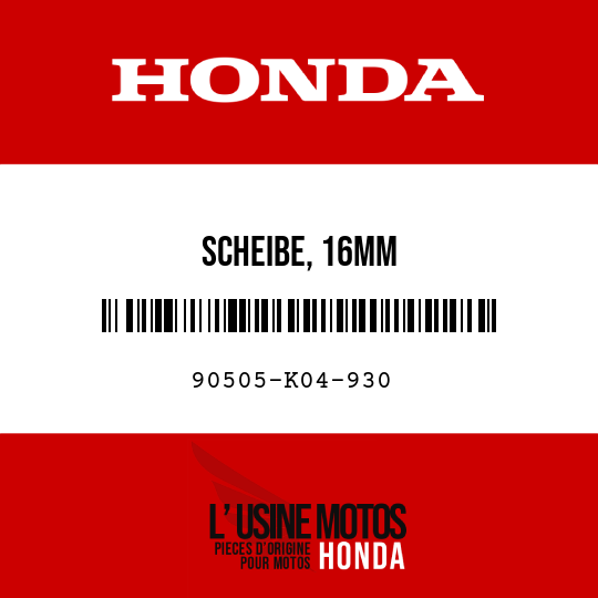image de 90505-K04-930 SCHEIBE, 16MM