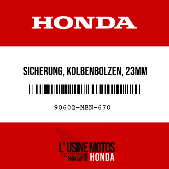 image de 90602-MBN-670 SICHERUNG, KOLBENBOLZEN, 23MM