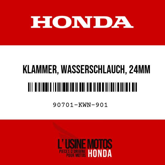 image de 90701-KWN-901 KLAMMER, WASSERSCHLAUCH, 24MM