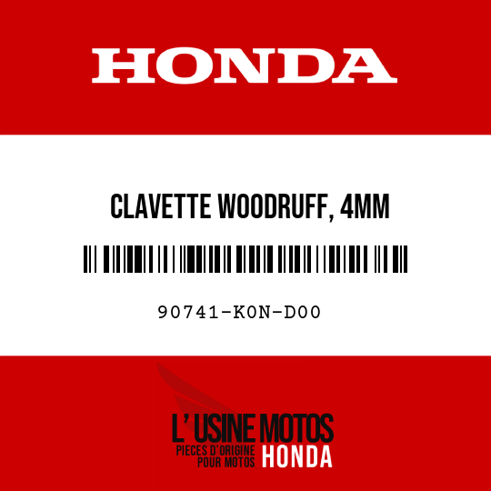 image de 90741-K0N-D00 CLAVETTE WOODRUFF, 4MM