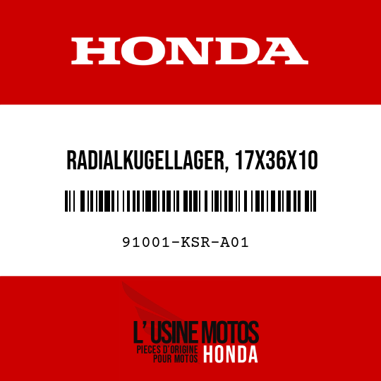image de 91001-KSR-A01 RADIALKUGELLAGER, 17X36X10