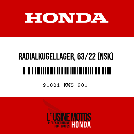 image de 91001-KWS-901 RADIALKUGELLAGER, 63/22 (NSK)