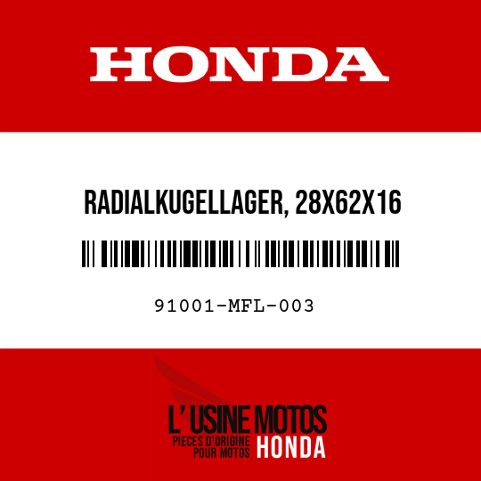 image de 91001-MFL-003 RADIALKUGELLAGER, 28X62X16