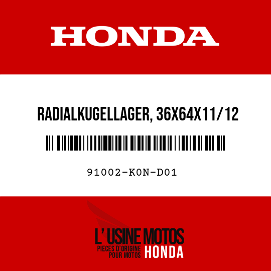 image de 91002-K0N-D01 RADIALKUGELLAGER, 36X64X11/12 (FUJIKOSHI)