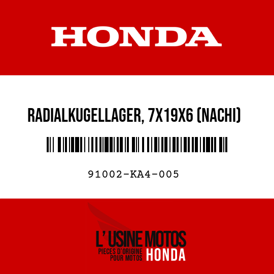 image de 91002-KA4-005 RADIALKUGELLAGER, 7X19X6 (NACHI)