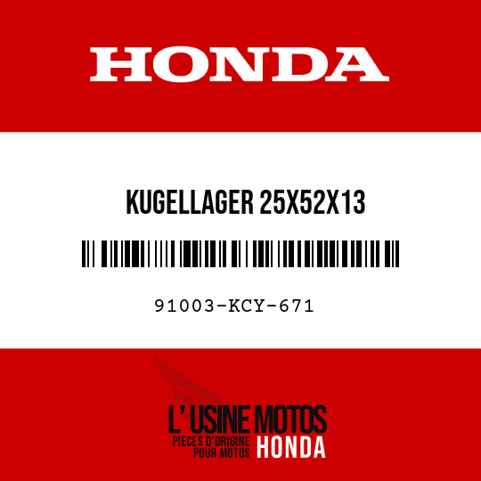 image de 91003-KCY-671 KUGELLAGER 25X52X13