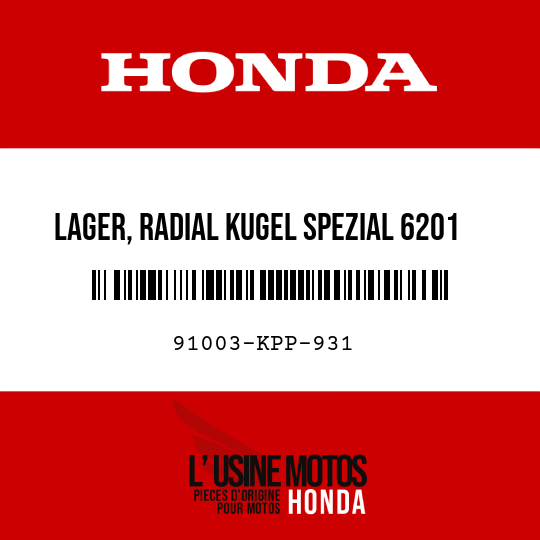 image de 91003-KPP-931 LAGER, RADIAL KUGEL SPEZIAL 6201 (NTN)