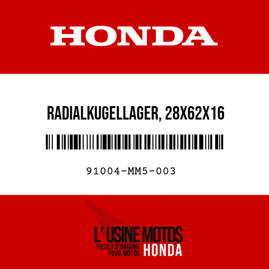 image de 91004-MM5-003 RADIALKUGELLAGER, 28X62X16