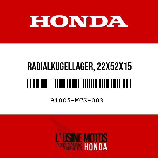 image de 91005-MCS-003 RADIALKUGELLAGER, 22X52X15