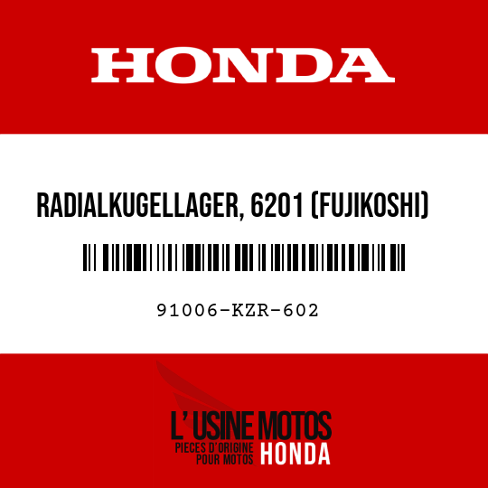 image de 91006-KZR-602 RADIALKUGELLAGER, 6201 (FUJIKOSHI)