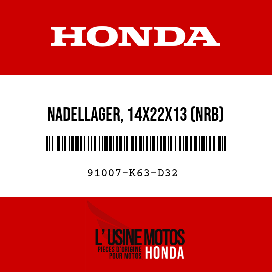 image de 91007-K63-D32 NADELLAGER, 14X22X13 (NRB)