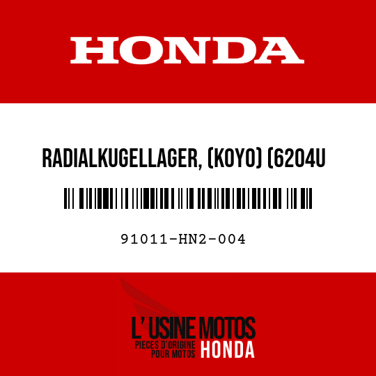 image de 91011-HN2-004 RADIALKUGELLAGER, (KOYO) (6204U SPL)